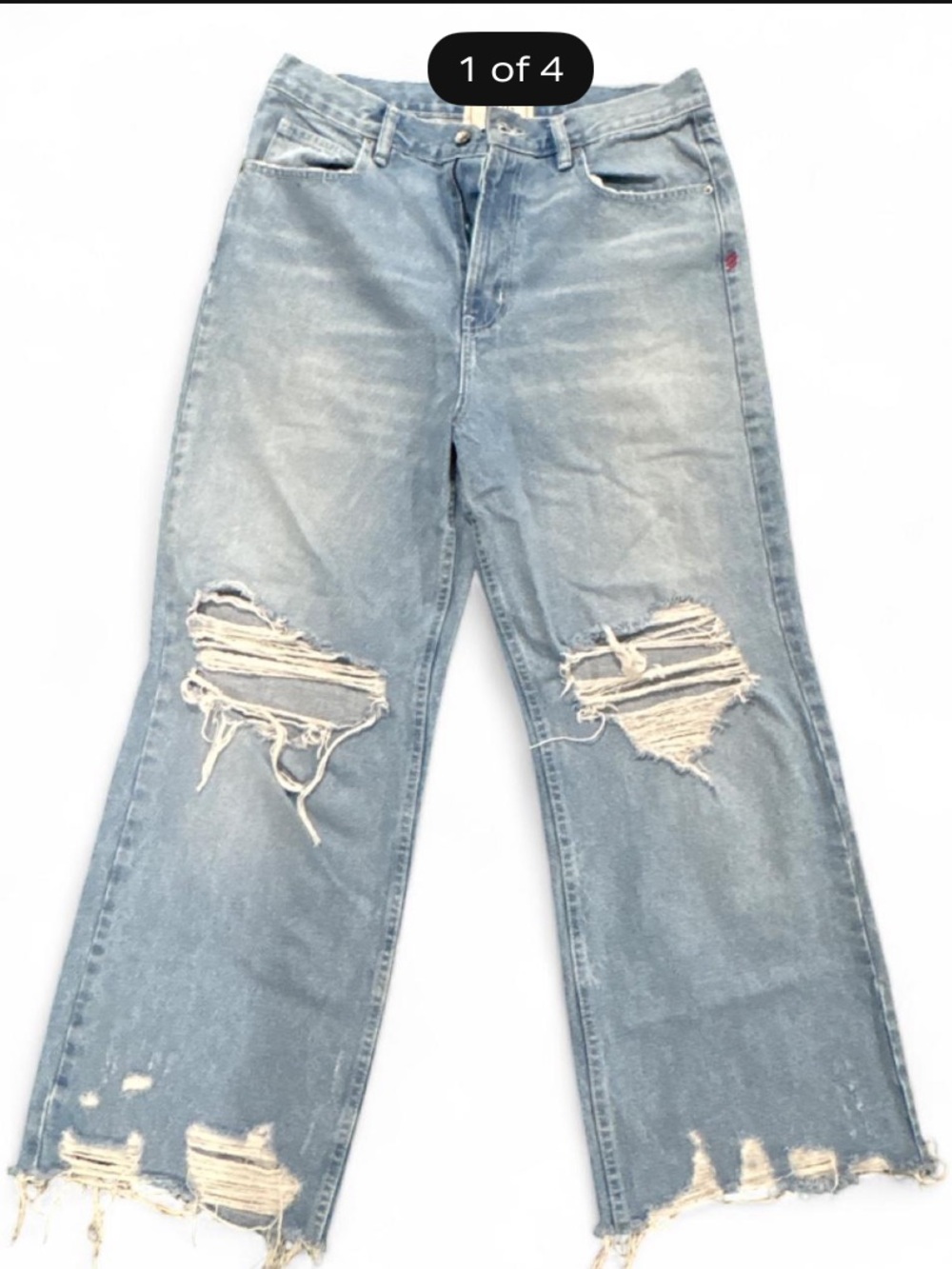 BDG Urban Outfitters blue high-waisted wide-leg jeans with distressed pant legs